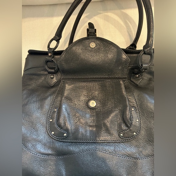 TODS Vintage Black Italian Leather Ring-Handled Satchel - Picture 7 of 16